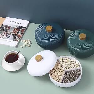 Food Platter Food Storage Tray with Lid 4 Compartment Snack Dried Fruit Candy Nut Serving Plates Tray