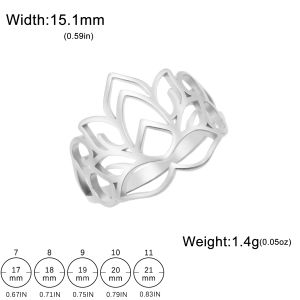 Skyrim Women Lotus Flower Rings Stainless Steel Finger Ring Yoga Buddhism Amulet Jewelry Christmas Gift Wholesale