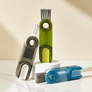 Multi-Functional Three-In-One U-Shaped Bottle Brush Cup Lid Cleaning Brush Milk Bottle Nipple Cap Household Gap Brush