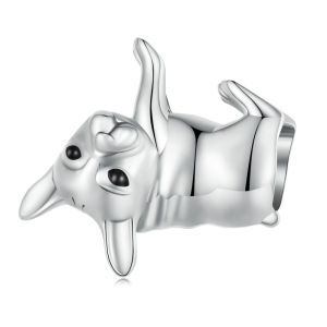 BAMOER 925 Sterling Silver Lovely Pet Series Poodle Hanging Bead Bulldog Charms for Women Bracelet and Necklace DIY Fine Jewelry BSC796