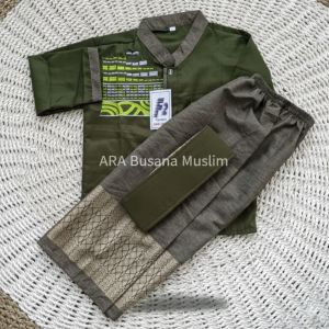 Setelan Koko sarkoci motif bordir Katun Toyobo Lengan Panjang untuk Anak Laki-Laki Usia 1-12 Tahun dengan Bonus Peci