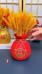 Lọ Hoa Túi Tiền 14cm Màu Đỏ Thu Hút Tài Lộc May Mắn Bình Hoa Trang Trí Bằng Nhựa Phong Thủy Ngày Tết Cho Gia Đình Bạn