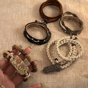 Bohemian Vintage Style Womens Leather Woven Bracelet Stackable Hand Chain High Aesthetic Value Student Party Arm Jewelry