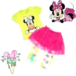 SETELAN ANAK PEREMPUAN IMPORT MURAH KAOS TSHIRT MINNIE MOUSE SKIRT LEGGING TUTU