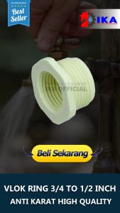 Vlok ring over drat 1/2 x 3/4 /Vlog Drat / Plok Drat / Sambungan Kran PVC / Plastik 1/2 Inch 3/4 Inch Sambungan Drat 1/2" inch ke 3/4" inch Murah Konektor Kran / Sok Drat Kran