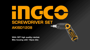 INGCO 13-IN-1 RATCHET SCREWDRIVER SET | FOLDING HANDLE | AKISD1208