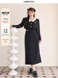 Julu Studio "Luxembourg Garden" Slightly Oversized Girls Short Gold Feeling Outwear Doll Collar Classic Style Suit Women