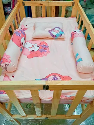 Crib Adjustable & Dropside with Uratex foam and 3pillows set (22x36 inches)
