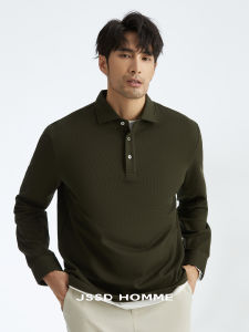JSSD HOMME SUPIMA Cotton Long Sleeve Polo Shirt Mens Casual Business Turn-down Collar Spring Autumn Youth Skin-friendly Breathable
