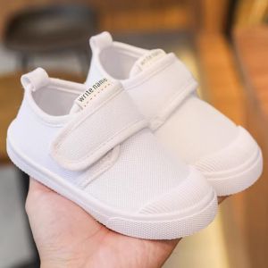 Childrens Campus Canvas Shoes Spring Autumn Anti-slip Soft Bottom White Indoor Shoes Boys Girls Kindergarten Slip-On Shoes