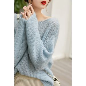 French Style Soft Cozy Cashmere Sweater Womens Loose Lazy Knitted Top Autumn New Arrival High Sensation Long Sleeve round Neck