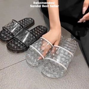 OKAIDO Sandal Flat Slides Wanita Cewek Perempuan Bahan Jelly Transparan Gaya Fashion Korea Style