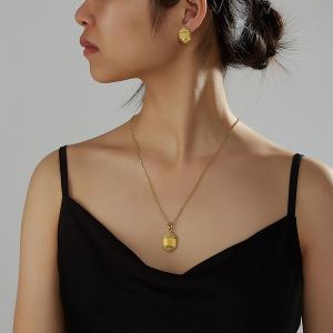 Sequito Charming Phụ Nữ Vàng Bộ trang sức Hình Nón Mặt dây chuyền Rỗng Lớn khuyên nụ bữa tiệc đêm phụ kiện quần áo Sj419