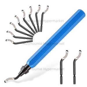 Deburring Tool with 11PCS High Speed Steel Rotary Blades Burr Removal Reamer Tool for Resin Metal Plastic PVC Pipes and Copper