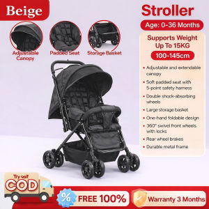 Beige Stroller for Baby foldable stroller for toddler stroller pad cushion With Comfortable Seating trolley cart for baby