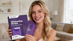 EELHOE | Teeth Whitening Strips Cleaning Tartar Improve Tooth Surface Appearance Brightening Shiny Teeth Daily Care Purple Tooth Sticker
