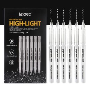 Bộ Bút Gel Highlight Lekreo 3 Màu Vàng Bạc Trắng Ngòi Siêu Nhỏ 1.0mm Dùng Để Highlight Và Vẽ Tranh