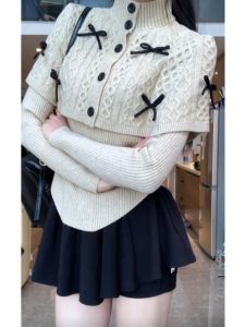 BINKAFENNY | Korean Style High Collar Knitted Base Shirt Women Early Autumn Slim Fashionable Beautiful Inner Match Coat Top Butterfly Knot