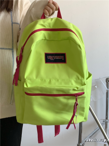Niche Style Vintage Street Shot Fluorescent Green Schoolbag Female Ins Style Junior High School Student Student Backpack Versatile Backpack Tide