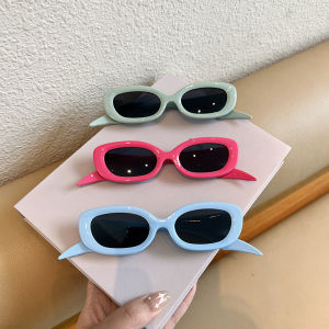 Candy Color Dopamine Blue Oval Sunglasses Fashion Concave Shape Y2g Sun Glasses Female Cat Eye Fancy Ins