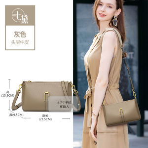 Genuine Leather Crossbody Bag Womens 2025 New Style Luxury Middle-Aged Womens Single Shoulder Bag Casual Cowhide Soft Square Bag