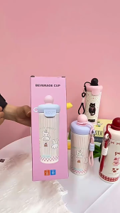 Tumbler DOTE CUTE Botol Minum Anak Bahan Stainless 650ml Thermos Vacuum Lucu Dua Cara Minum