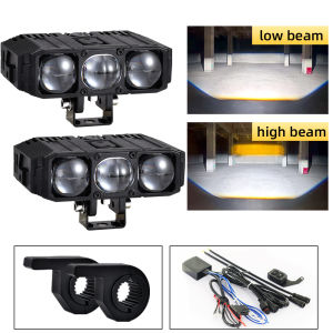 Motorcycle LED Headlight 12V High Brightness Motorcycle Headlight Car External LED Focusing Auxiliary Spotlight High-Power 160W