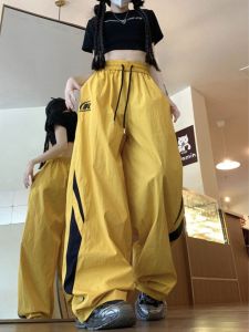 Dopamine Matching Couple Pants Autumn New Style Color Block Versatile Casual Paratrooper Sports Long Trousers Loose Wide Leg