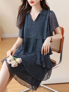 DAIXIANGFEIZI | Chiffon Summer Short Sleeve Maxi Dress