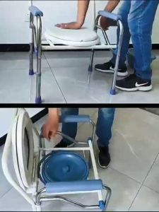 เก้าอี้นั่งถ่าย สุขาเคลื่อนที่ 180กกปรับระดับ ส่วนผู้สูงอายุ ห้องน้ำ หญิงตั้งครรภ์ พับได้