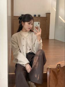 imimtuan | Áo Khoác Tweed Phong Cách Tối Giản Hàn Quốc - Pháp