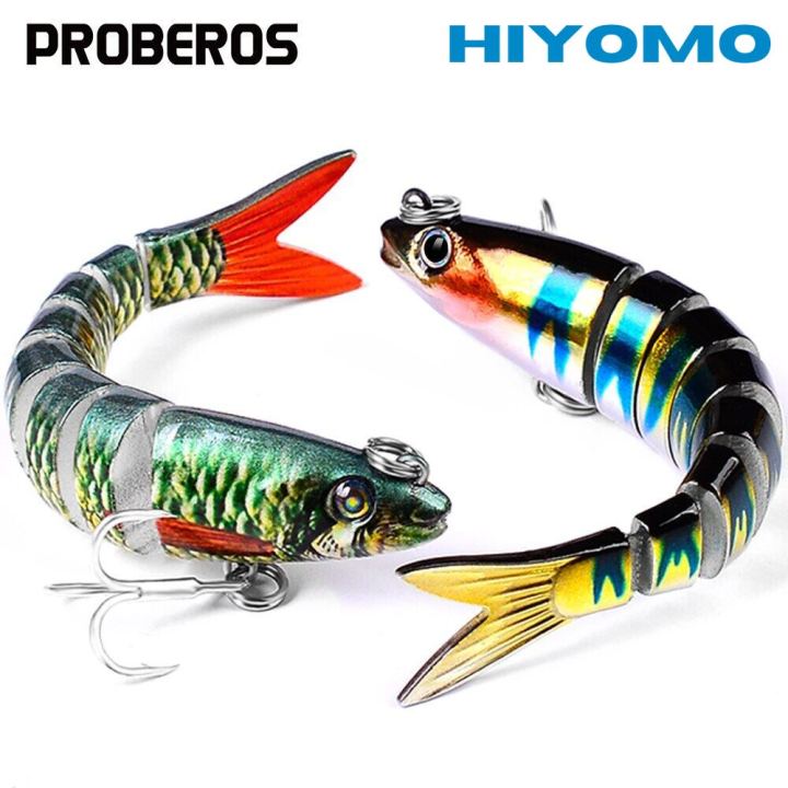 PROBEROS 1pcs Jointed Fishing Bait 9cm 7g 8 Sections Swimbait Lure Slow  Sinking Artificial Hard Lure with BKB Hook Bass Ocean Fishing Gear HS070