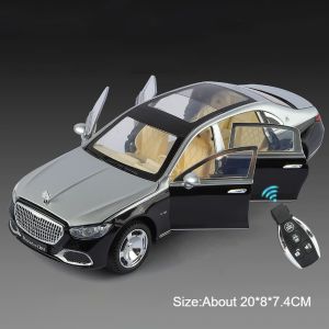MAKEDA | 1:24 Alpha S680 Miniature Model Toy Diecast Alloy Car Sound Light Pull Back Automatic Door Front Wheel Steering Kid Collectibles