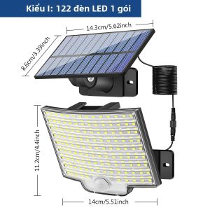 Đèn Năng Lượng Mặt Trời LED 106/122 Ngoài Trời Có Cảm Biến Chuyển Động IP65 Chống Nước 120 °   Đèn Tường Năng Lượng Mặt Trời Góc Chiếu Sáng - Đèn Chiếu Sáng Khẩn Cấp Chạy Bằng Năng Lượng Mặt Trời