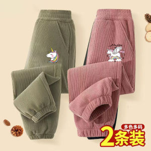 Girls Corduroy Sports Pants Spring Autumn Lightweight Trousers Childrens Fashionable Long Pants Non-Fleece Breathable