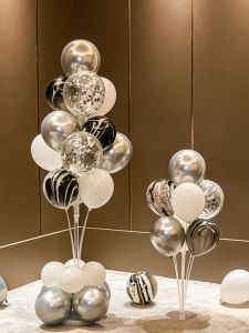 Silver Black Metal Balloon Column Birthday Joyous Decoration Scene Arrangement Table Float Opening Ceremony Celebration