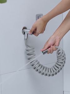 Stainless Steel Toilet Bidet Sprayer Set Water Plumbing Sprayer Cap Bidet Shower Hose Flexible Retractable Spring Hose