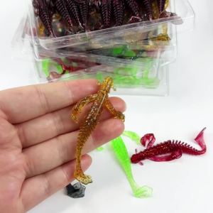 20Pcs 2.95inch Crayfish Shape Soft Fishing Lure Glitter Silicone Bait T Tail Swim Bait Artificial Tackle for Trout Bass Fishing