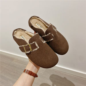 Giày Tods Lót Lông Đế Mềm Giày Một Lớp Loafer Đế Bằng Giày Lông Xỏ Chân Phong Cách Anh Cổ Điển Giày Bông Nữ Đi Bên Ngoài Mùa Đông