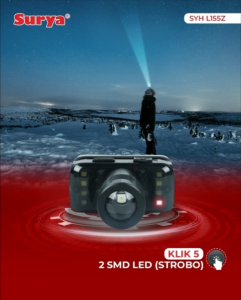 SURYA Senter Kepala Zoom 15W 3 Warna Putih Merah Biru Head Lamp Zoom 15W Senter Kepala Surya SYH L155Z