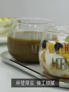 Cawan Sarapan Susu Ada Pemegang Cawan Kaca Borosilikat Tinggi Kapasiti Besar Cawan Susu Jus Rumah Gelas Kaca Bulat