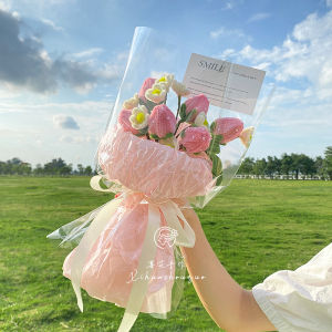 Handmade Flower Bouquet DIY Material for Best Friend Wedding Valentines Day Gift Girlfriend Qixi Festival Mixed Fake Flowers