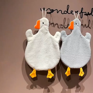 Cartoon Goose Hand Towel Kitchen Bathroom and Toilet Hand Towel Hanging Type with Super Water Absorption Quick Drying It Is Hard