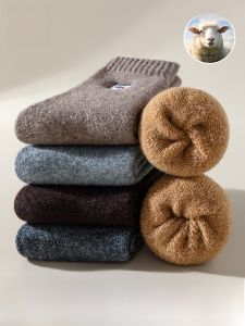 Miiow | Mens Woolen Socks Thickened Fleece Lined Ultra Thick Winter Warm Sports Mid-Calf Long Socks For Snowy Cold Weather