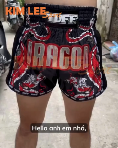 Quần TUFF Muay Thai "Black Chinese Dragon with Text" QMTUFF - 012 chính hãng Thái Lan