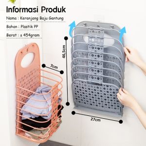 Rak Keranjang Laundry Gantung Dinding Mesin Cuci Bisa Lipat Baju Pakaian Kotor Cucian Pakaian Laundry Baju Kotor Keranjang