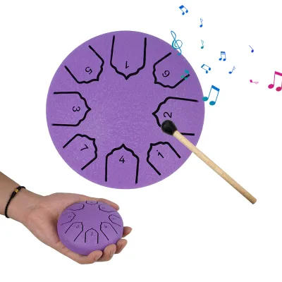 4 Inch 8 Notes Steel Tongue Drum Rain Drum Percussion Musical Instrument Gift for Family And Friends