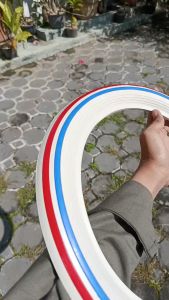 Karet Lis Ban White Wall Motor / Sepeda Listrik Ring 10" INCH 2 Warna Biru & Merah (1 Set)