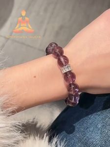 New Arrival Womens 12mm Amethyst Stoned Wisdom Bracelet Lucky Minimalist Design Healing Bracelet