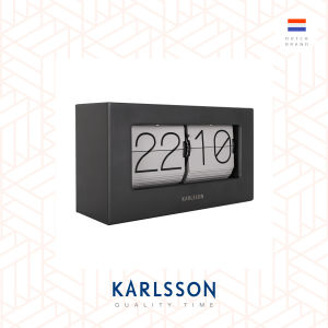 Karlsson Table clock Boxed Flip steel Matt black grey flips
